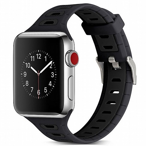 ����� ������� ����  T-Shape Two Color Silicone Band ���� LaTera ����� ��� ����: Apple Watch 42mm/44mm/45mm (��� Black)