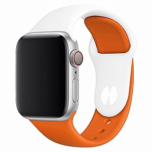 ����� ������� ����  Double Colors Silicone Band ���� LaTera ����� ��� ����: Apple Watch 38mm/40mm/41mm (��� White/Orange)