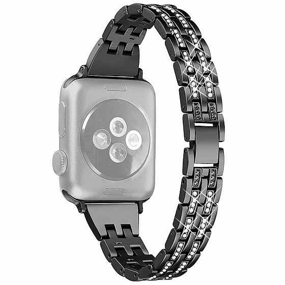 ����� ���� ���� Colorful Bead Diamond Steel Band ���� LaTera ����� ��� ����: Apple Watch 42mm/44mm/45mm (��� Black)