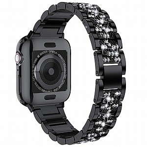 ����� ���� ���� Three Bead Diamond Steel Band ���� LaTera ����� ��� ����: Apple Watch 42mm/44mm/45mm (��� Black)
