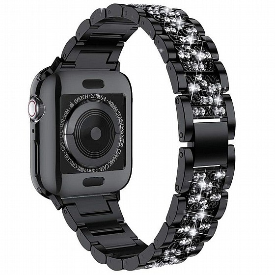 ����� ���� ���� Three Bead Diamond Steel Band ���� LaTera ����� ��� ����: Apple Watch 38mm/40mm/41mm (��� Black)