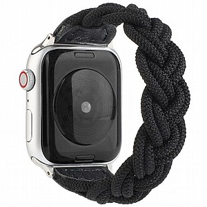 ����� �� / ������ ���� Elastic Woven Nylon Band ���� LaTera ����� ��� ����: Apple Watch 38mm/40mm/41mm (��� Black)