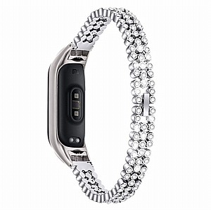 רצועת מתכת מדגם Diamond Studded Steel Band מבית LaTera לשעון חכם מדגם: Xiaomi Mi Band 5 / 6 (צבע Silver) רצועת מתכת מדגם Diamond Studded Steel Band מבית LaTera לשעון חכם מדגם: Xiaomi Mi Band 5 / 6 (צבע Silver)