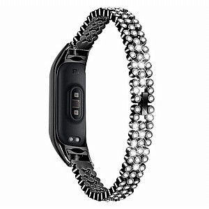 רצועת מתכת מדגם Diamond Studded Steel Band מבית LaTera לשעון חכם מדגם: Xiaomi Mi Band 5 / 6 (צבע Black) רצועת מתכת מדגם Diamond Studded Steel Band מבית LaTera לשעון חכם מדגם: Xiaomi Mi Band 5 / 6 (צבע Black)