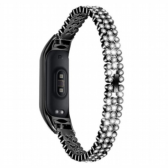 ����� ���� ���� Diamond Studded Steel Band ���� LaTera ����� ��� ����: Xiaomi Mi Band 3 / 4 (��� Black)