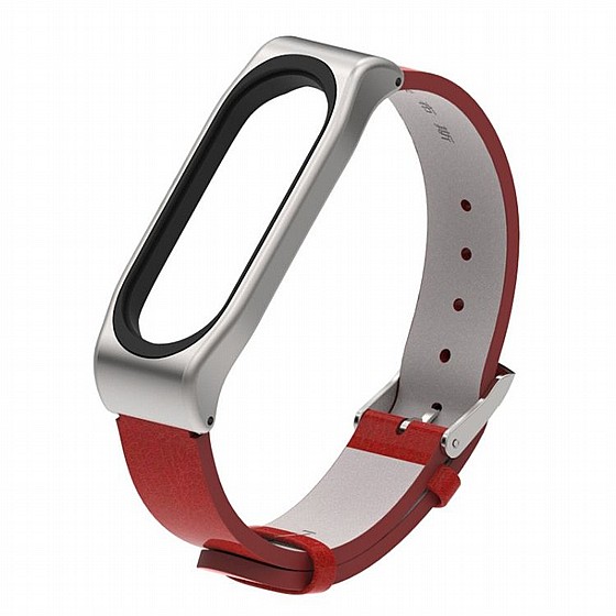 ����� ��� ���� Wrist Straps Leather Band ���� LaTera ����� ��� ����: Xiaomi Mi Band 3 / 4 (��� Red)