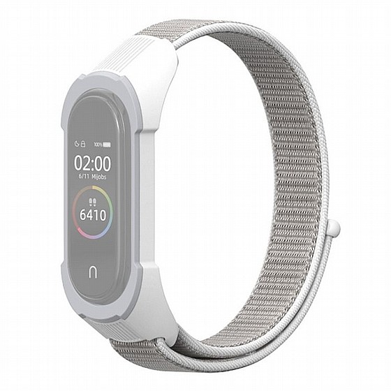 ����� �� / ������ ���� Replacement Strap Nylon Band ���� LaTera ����� ��� ����: Xiaomi Mi Band 3 / 4 (��� Seashell/White Grey)