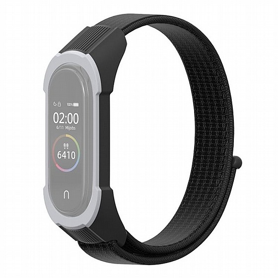 ����� �� / ������ ���� Replacement Strap Nylon Band ���� LaTera ����� ��� ����: Xiaomi Mi Band 5 / 6 (��� Black/Black Grey)