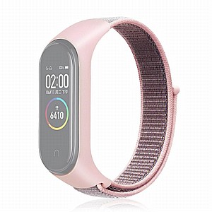 ����� �� / ������ ���� Woven Strap Nylon Band ���� LaTera ����� ��� ����: Xiaomi Mi Band 3 / 4 (��� Pink)