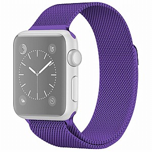 רצועת מתכת מדגם Milanese Loop Magnetic Steel Band מבית LaTera לשעון חכם מדגם: Apple Watch 42mm/44mm/45mm (צבע Bright Purple) רצועת מתכת מדגם Milanese Loop Magnetic Steel Band מבית LaTera לשעון חכם מדגם: Apple Watch 42mm/44mm/45mm (צבע Bright Purple)