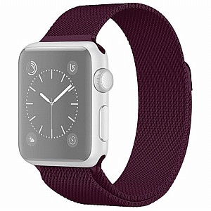 רצועת מתכת מדגם Milanese Loop Magnetic Steel Band מבית LaTera לשעון חכם מדגם: Apple Watch 42mm/44mm/45mm (צבע Wine Red) רצועת מתכת מדגם Milanese Loop Magnetic Steel Band מבית LaTera לשעון חכם מדגם: Apple Watch 42mm/44mm/45mm (צבע Wine Red)