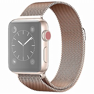 רצועת מתכת מדגם Milanese Loop Magnetic Steel Band מבית LaTera לשעון חכם מדגם: Apple Watch 38mm/40mm/41mm (צבע Champagne Gold) רצועת מתכת מדגם Milanese Loop Magnetic Steel Band מבית LaTera לשעון חכם מדגם: Apple Watch 38mm/40mm/41mm (צבע Champagne Gold)