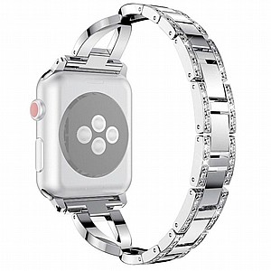 ����� ���� ���� Colorful Diamond Steel Band ���� LaTera ����� ��� ����: Apple Watch 38mm/40mm/41mm (��� Silver)