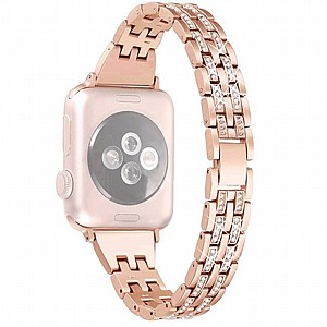 רצועת מתכת מדגם Colorful Bead Diamond Steel Band מבית LaTera לשעון חכם מדגם: Apple Watch 42mm/44mm/45mm (צבע Rose Gold) רצועת מתכת מדגם Colorful Bead Diamond Steel Band מבית LaTera לשעון חכם מדגם: Apple Watch 42mm/44mm/45mm (צבע Rose Gold)