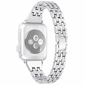 ����� ���� ���� Colorful Bead Diamond Steel Band ���� LaTera ����� ��� ����: Apple Watch 42mm/44mm/45mm (��� Silver)