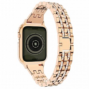 רצועת מתכת מדגם Diamond Steel Band מבית LaTera לשעון חכם מדגם: Apple Watch 42mm/44mm/45mm (צבע Champagne Gold) רצועת מתכת מדגם Diamond Steel Band מבית LaTera לשעון חכם מדגם: Apple Watch 42mm/44mm/45mm (צבע Champagne Gold)
