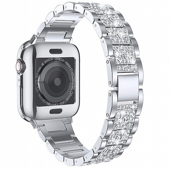 ����� ���� ���� Three Bead Diamond Steel Band ���� LaTera ����� ��� ����: Apple Watch 42mm/44mm/45mm (��� Silver)