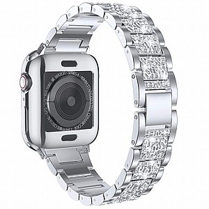 רצועת מתכת מדגם Three Bead Diamond Steel Band מבית LaTera לשעון חכם מדגם: Apple Watch 42mm/44mm/45mm (צבע Silver) רצועת מתכת מדגם Three Bead Diamond Steel Band מבית LaTera לשעון חכם מדגם: Apple Watch 42mm/44mm/45mm (צבע Silver)