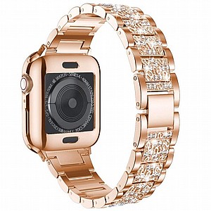 ����� ���� ���� Three Bead Diamond Steel Band ���� LaTera ����� ��� ����: Apple Watch 38mm/40mm/41mm (��� Champagne Gold)
