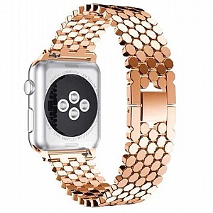 רצועת מתכת מדגם Honeycomb Diamond Steel Band מבית LaTera לשעון חכם מדגם: Apple Watch 38mm/40mm/41mm (צבע Rose Gold) רצועת מתכת מדגם Honeycomb Diamond Steel Band מבית LaTera לשעון חכם מדגם: Apple Watch 38mm/40mm/41mm (צבע Rose Gold)