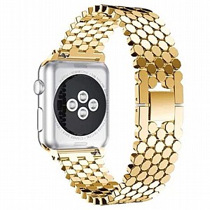 רצועת מתכת מדגם Honeycomb Diamond Steel Band מבית LaTera לשעון חכם מדגם: Apple Watch 38mm/40mm/41mm (צבע Gold) רצועת מתכת מדגם Honeycomb Diamond Steel Band מבית LaTera לשעון חכם מדגם: Apple Watch 38mm/40mm/41mm (צבע Gold)
