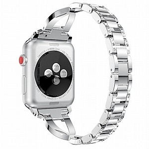 ����� ���� ���� Xshaped Diamond Steel Band ���� LaTera ����� ��� ����: Apple Watch 42mm/44mm/45mm (��� Silver)