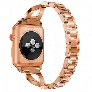רצועת מתכת מדגם Xshaped Diamond Steel Band מבית LaTera לשעון חכם מדגם: Apple Watch 42mm/44mm/45mm (צבע Rose Gold) רצועת מתכת מדגם Xshaped Diamond Steel Band מבית LaTera לשעון חכם מדגם: Apple Watch 42mm/44mm/45mm (צבע Rose Gold)