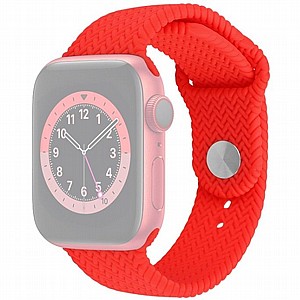 ����� ������� ����  Woven Pattern Silicone Band ���� LaTera ����� ��� ����: Apple Watch 42mm/44mm/45mm (��� Red)