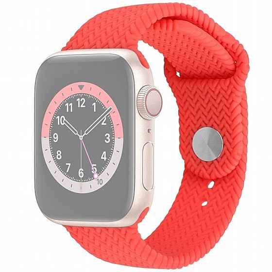 ����� ������� ����  Woven Pattern Silicone Band ���� LaTera ����� ��� ����: Apple Watch 42mm/44mm/45mm (��� Bright Pink)