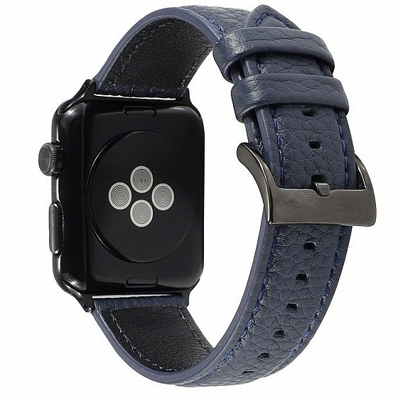 ����� ��� ����   Litchi Genuine Leather Band ���� LaTera ����� ��� ����: Apple Watch 42mm/44mm/45mm (��� Navy Blue)