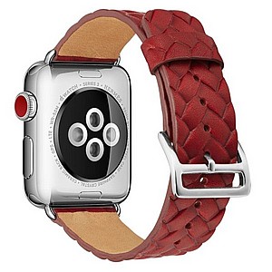 רצועת עור מדגם Cowhide Embossed Leather Band מבית LaTera לשעון חכם מדגם: Apple Watch 38mm/40mm/41mm (צבע Red) רצועת עור מדגם Cowhide Embossed Leather Band מבית LaTera לשעון חכם מדגם: Apple Watch 38mm/40mm/41mm (צבע Red)