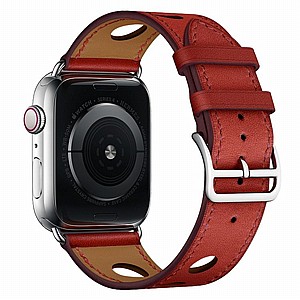 ����� ��� ����  Fashionable Circle Leather Band ���� LaTera ����� ��� ����: Apple Watch 42mm/44mm/45mm (��� Red)