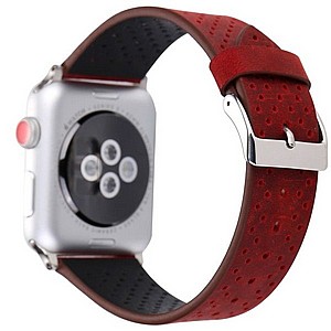 ����� ��� ����   Fashion Genuine Leather Band ���� LaTera ����� ��� ����: Apple Watch 42mm/44mm/45mm (��� Red)
