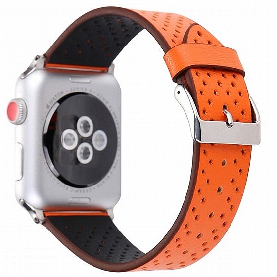 ����� ��� ����   Fashion Genuine Leather Band ���� LaTera ����� ��� ����: Apple Watch 42mm/44mm/45mm (��� Orange)