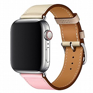 ����� ��� ����  Two Color Single Leather Band ���� LaTera ����� ��� ����: Apple Watch 42mm/44mm/45mm (��� Cherry Pink/Pink White/Ceramic Clay)