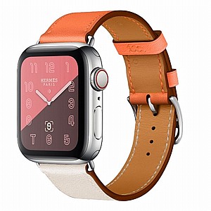 ����� ��� ����  Two Color Single Leather Band ���� LaTera ����� ��� ����: Apple Watch 38mm/40mm/41mm (��� Rice White/Orange)