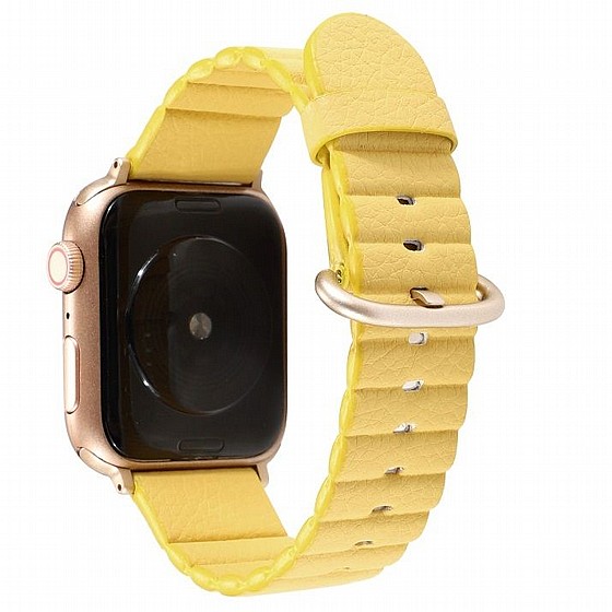 ����� ��� ����   Loop Stripes Leather Band ���� LaTera ����� ��� ����: Apple Watch 38mm/40mm/41mm (��� Yellow)