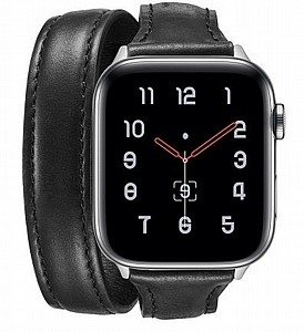 ����� ��� ����   Thin Genuine Double Loop Leather Band ���� LaTera ����� ��� ����: Apple Watch 42mm/44mm/45mm (��� Black)