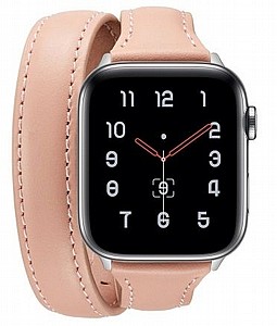 ����� ��� ����   Thin Genuine Double Loop Leather Band ���� LaTera ����� ��� ����: Apple Watch 42mm/44mm/45mm (��� Pink)