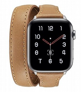 ����� ��� ����   Thin Genuine Double Loop Leather Band ���� LaTera ����� ��� ����: Apple Watch 42mm/44mm/45mm (��� Brown)