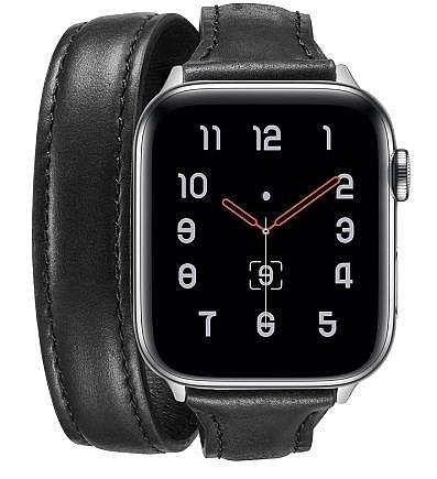 ����� ��� ����   Thin Genuine Double Loop Leather Band ���� LaTera ����� ��� ����: Apple Watch 38mm/40mm/41mm (��� Black)