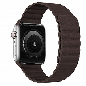 רצועת עור מדגם Two Loop Magnetic Leather Band מבית LaTera לשעון חכם מדגם: Apple Watch 42mm/44mm/45mm (צבע Dark Brown) רצועת עור מדגם Two Loop Magnetic Leather Band מבית LaTera לשעון חכם מדגם: Apple Watch 42mm/44mm/45mm (צבע Dark Brown)