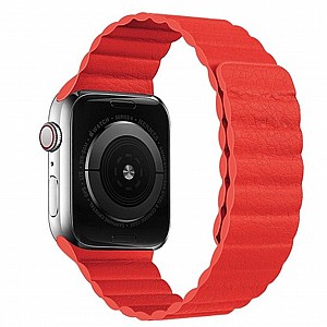 ����� ��� ����   Two Loop Magnetic Leather Band ���� LaTera ����� ��� ����: Apple Watch 42mm/44mm/45mm (��� Red)