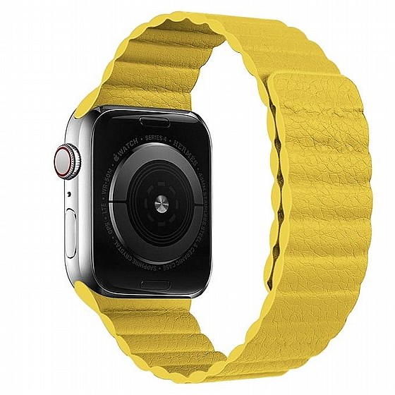 ����� ��� ����   Two Loop Magnetic Leather Band ���� LaTera ����� ��� ����: Apple Watch 42mm/44mm/45mm (��� Yellow)