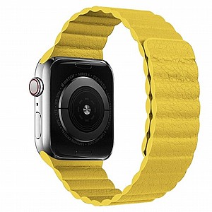 רצועת עור מדגם Two Loop Magnetic Leather Band מבית LaTera לשעון חכם מדגם: Apple Watch 42mm/44mm/45mm (צבע Yellow) רצועת עור מדגם Two Loop Magnetic Leather Band מבית LaTera לשעון חכם מדגם: Apple Watch 42mm/44mm/45mm (צבע Yellow)