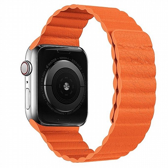 ����� ��� ����   Two Loop Magnetic Leather Band ���� LaTera ����� ��� ����: Apple Watch 38mm/40mm/41mm (��� Orange)