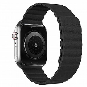 רצועת עור מדגם Two Loop Magnetic Leather Band מבית LaTera לשעון חכם מדגם: Apple Watch 38mm/40mm/41mm (צבע Black) רצועת עור מדגם Two Loop Magnetic Leather Band מבית LaTera לשעון חכם מדגם: Apple Watch 38mm/40mm/41mm (צבע Black)
