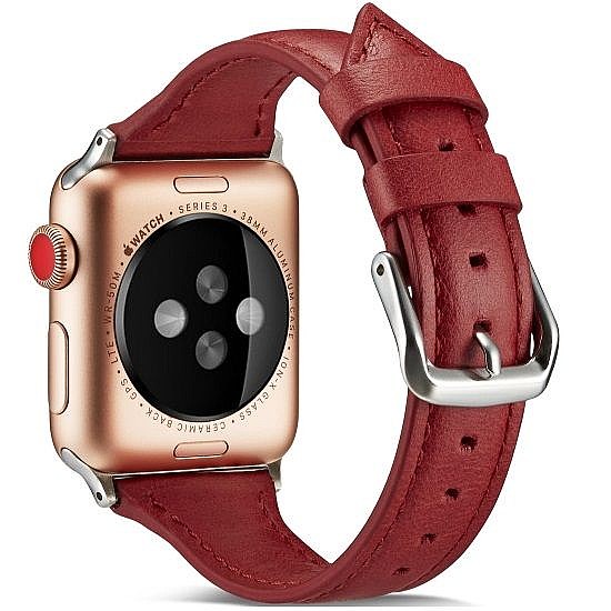 ����� ��� ����   Thin Leather Band ���� LaTera ����� ��� ����: Apple Watch 42mm/44mm/45mm (��� Red)