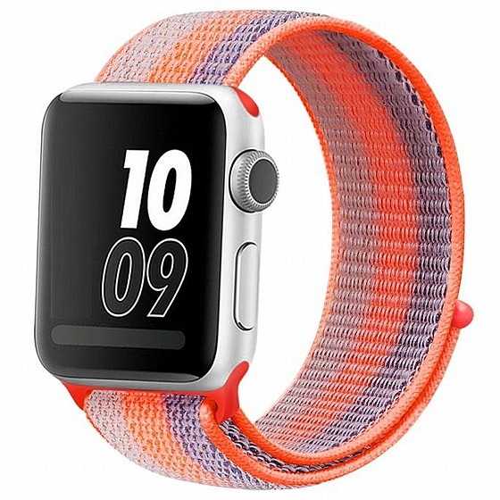 ����� �� / ������ ���� Loop Nylon Band ���� LaTera ����� ��� ����: Apple Watch 38mm/40mm/41mm (��� Striped Rrange Red)