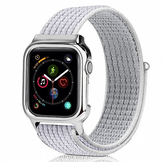 ����� �� / ������ ���� Simple Fashion Nylon Band ���� LaTera ����� ��� ����: Apple Watch 42mm/44mm/45mm (��� Reflective white)